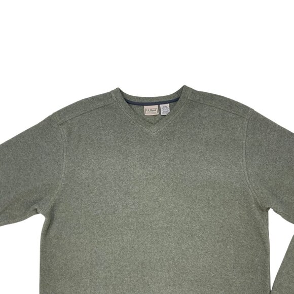 L.L. Bean Fleece Pullover Sweater LT Tall Green V-Neck Long Sleeve Gorpcore - Picture 6 of 11